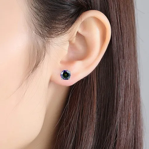 Miniatura 4 de Aretes de moissanita, 2 quilates, color D, claridad VVS1, solitario de corte redondo, aretes de plata de ley S925 para mujer y hombre, aretes