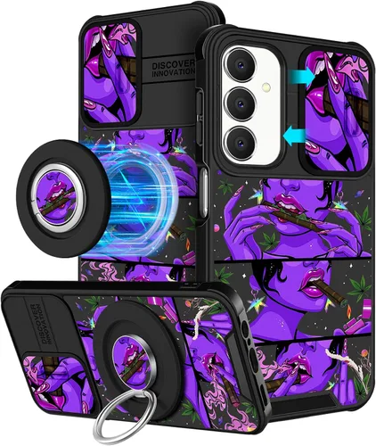 Miniatura 46 de Funermei Funda para teléfono Samsung Galaxy A15 5G - [2 en 1] Funda para teléfono de mujeres lindas chicas, diseño femenino de mariposa negra