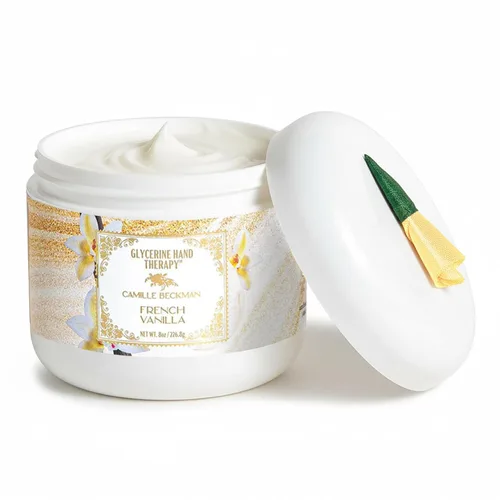 Camille Beckman Crema de terapia de manos de glicerina, vainilla francesa, 8 onzas