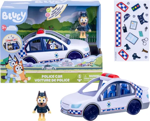 Miniatura 8 de Bluey Police Car Toy, Vehicle from The Special Episode The Sign. Includes Toy Police Car with Flashing Lights & Sounds, Policeman Figure, and Themed