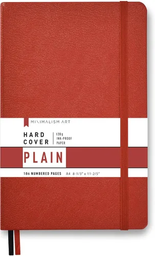 Miniatura 19 de Minimalism Art, Premium Hard Cover Notebook Journal, X-Large Size, Master A4 8.3" x 11.4", 186 Numbered Pages, Gusseted Pocket, Ribbon Bookmark