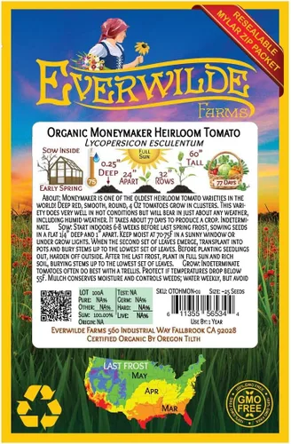 Miniatura 2 de Everwilde Farms - 25 semillas de tomate orgánicas Moneymaker Heirloom - Paquete Gold Vault