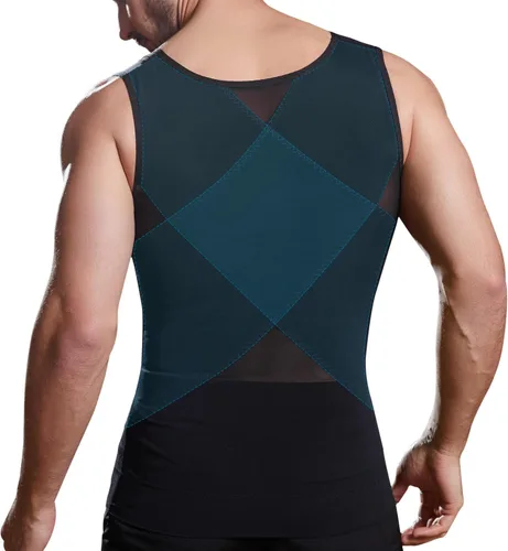 Miniatura 2 de ISUP Mens Compression Shirt Slimming Undershirt Shapewear Body Shaper Chest Compression Tummy Control Tank Top