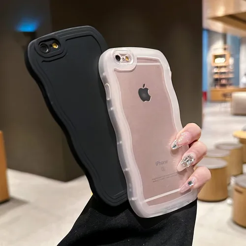 Miniatura 2 de SKYLMW Compatible con iPhone 6s Plus/6 Plus Case de 5.5", Linda Kawaii Marco Ondulado Rizado Forma de Marco Funda de Silicona Suave Resistente a