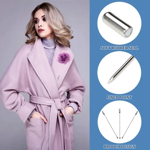 Miniatura 6 de Broche de acero Ramillete de plata, broche de solapa de seguridad, aguja larga con taza segura para costura artesanal, hombres y mujeres, traje
