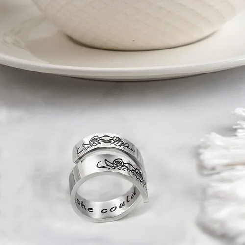 Miniatura 2 de Anillo inspirador ajustable, de acero inoxidable, grabado con personalidad, anillo Ohana, regalo de aliento para mujeres, hija, nieta, sobrina