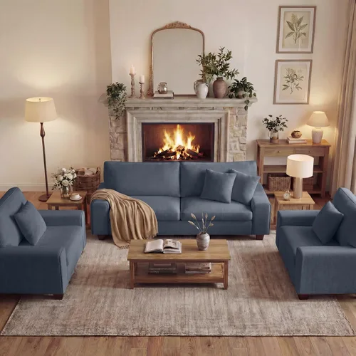 Miniatura 15 de DOPEDIO Sofá biplaza moderno para sala de estar, sillón reclinable de chenilla, funda extraíble, cojines de resorte, marco de madera maciza, fácil
