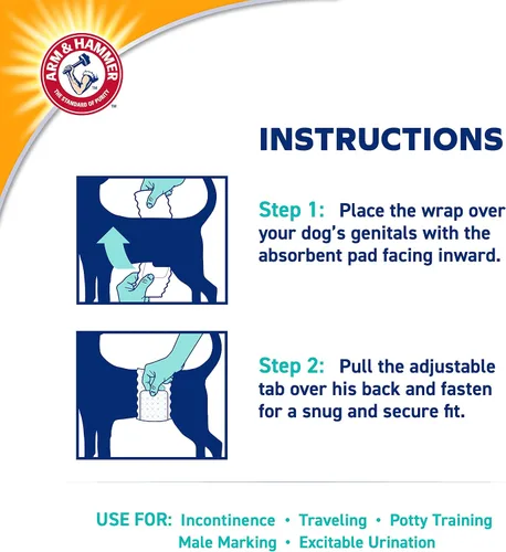 Miniatura 6 de Arm & Hammer Pañales para perros hembras para mascotas, tamaño pequeño, ultraabsorbentes, ajustables, con protección a prueba de fugas e indicador