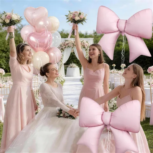 Miniatura 4 de 16 globos de corazón rosa, globos de lazo de 38 pulgadas, globo transparente rosa perla de doble relleno y arco en forma de corazón globo
