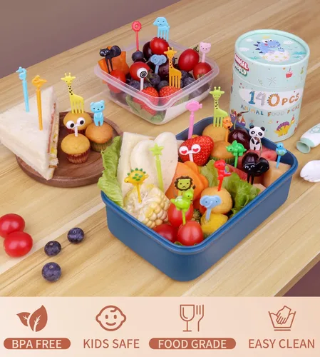 Miniatura 8 de 200 Piezas Palillos de Comida para Niños con Caja de Almacenamiento Multicolor 200pcs con caja de almacenamiento