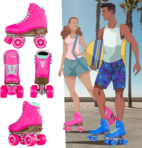 Miniatura 5 de Crazy Skates Retro Roller Skates Adjustable or Fixed Sizes Classic Quad Skates for Men, Women and Girls Rosa (ajustable)
