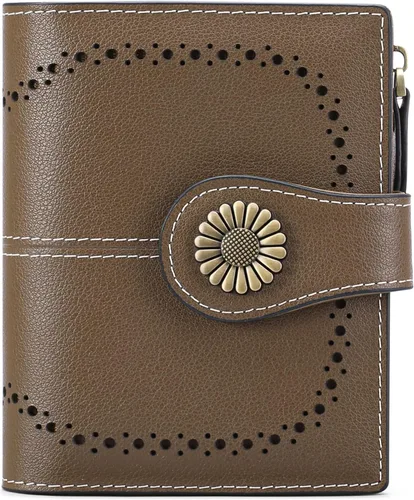 Miniatura 6 de SENDEFN Carteras pequeñas para mujer, con bloqueo RFID, de cuero, plegable, tarjetero con ventana de identificación, (4-brown), Cartera pequeña