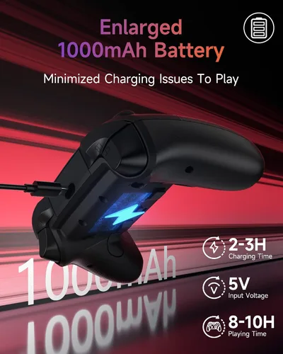 Miniatura 9 de EasySMX X20 Wireless Gaming Controller with RGB Backlit, 2-Stage Hall Effect Sticks, 1000Hz Polling Rate, 6-Axis Gyro on Multi-Platform, Mech