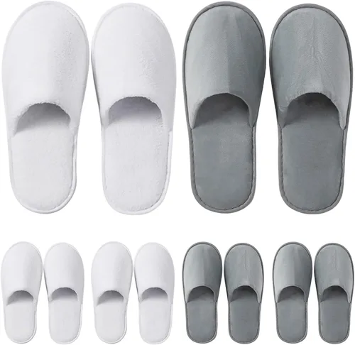 Miniatura 11 de DECOUE 6-12 pares de pantuflas desechables para invitados, antideslizantes, antideslizantes, lavables, reutilizables, para mujeres y hombres