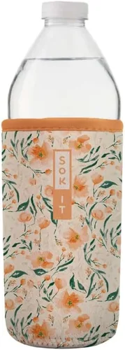 Miniatura 264 de Sok It BotlSok Funda para botella de agua con cubierta de neopreno aislante (Floral abstracto, se ajusta a CamelBak o Nalgene de 12 onzas)