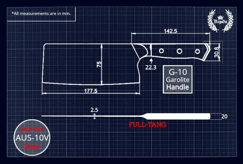 Miniatura 6 de Regalia Cuchillo de Carnicero Chino de Carne de 7 pulgadas: Cuchillo Japonés Profesional de Servicio Pesado AUS-10 Acero Damasco de 67 Capas Hoja