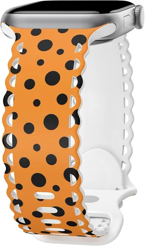 Miniatura 43 de Compatible con Apple Watch de 41mm 40mm 38mm 49mm 45mm 44mm 42mm para mujeres, correas deportivas de encaje huecas de silicona suave con estampado