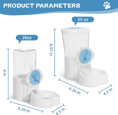 Miniatura 3 de Paquete de 2 dispensadores automáticos de agua para alimentos para mascotas, alimentador automático para conejos y botellas de agua para jaulas
