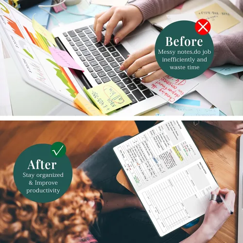 Miniatura 5 de JUBTIC Cuaderno de reuniones para el trabajo con artículos de acción, planificador de proyectos de cuero, cuaderno de notas de reuniones