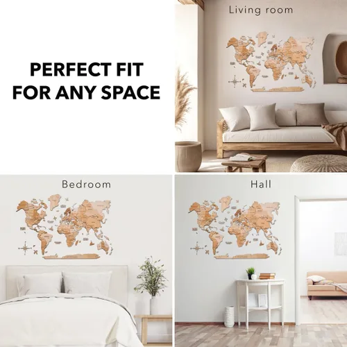 Miniatura 7 de Enjoy The Wood Mapa del mundo de madera 3D, arte para pared, decoración de pared de madera grande, idea de regalo de inauguración de la casa, mapa