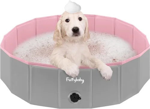 Miniatura 15 de Furrybaby Piscina para perros, piscina infantil plegable de plástico duro para perros grandes, portátil para mascotas, para nadar