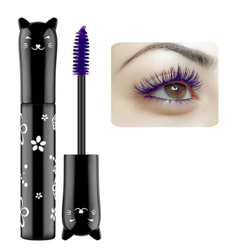 Miniatura 9 de 6 Colores Máscara de ojos de gato, maquillaje para ojos, máscara impermeable, secado rápido, pestañas rizadas, alargamiento de pestañas, blanco 2