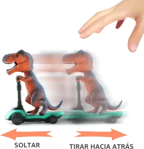 Miniatura 2 de DINOBROS Juguetes de dinosaurio para scooter, autos de tracción hacia atrás, mini patinetes de dedo para niños de 3, 4, 5, 6 años, juegos de regalo
