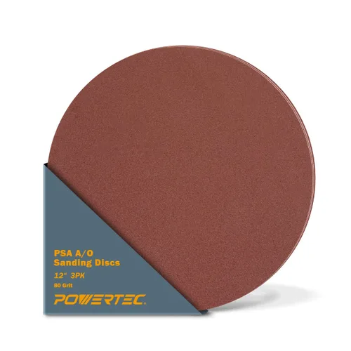 Miniatura 7 de POWERTEC 10 discos de lijado PSA de grano 120 de 12 pulgadas, papel de lija autoadhesivo de 12 pulgadas para paneles de yeso, carpintería, pintura
