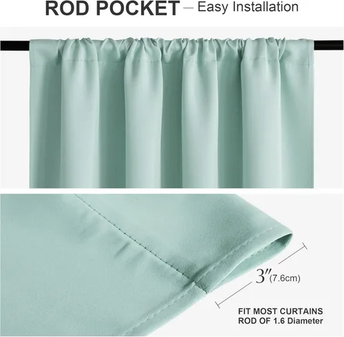 Miniatura 3 de PONY DANCE - Cortinas opacas pequeñas azul aguamarina para cocina, sobre fregadero, para caravana, con aislamiento térmico y bolsillo para barra, 2