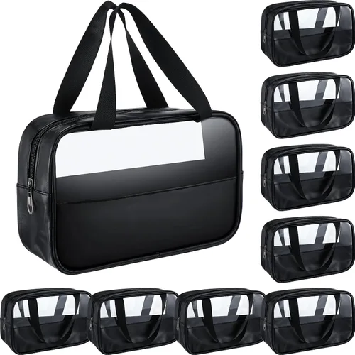 Buryeah 9 piezas translúcidas bolsa de maquillaje organizador de artículos de tocador para mujeres y hombres, bolsa de viaje portátil impermeable
