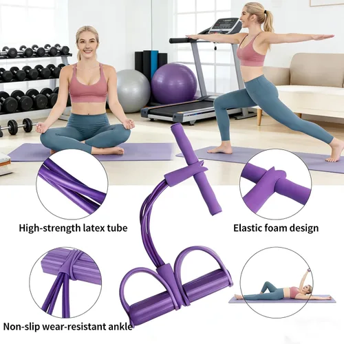 Miniatura 2 de Equipo de fitness para abdominales de 6 hebras, banda de resistencia multifuncional para estiramiento de cuerpo completo y yoga Púrpura