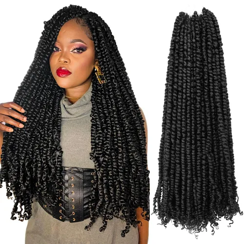Miniatura 23 de Pelo Passion Twist de 8 pulgadas, trenzas de ganchillo pretrenzadas, paquetes de 8 paquetes (1B/negro natural)