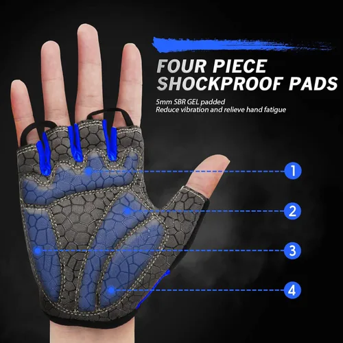 Miniatura 2 de HTZPLOO Guantes de bicicleta para hombres y mujeres con almohadilla antideslizante que absorbe los golpes, guantes de ciclismo ligeros de medio dedo
