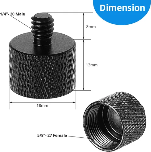 Miniatura 2 de Frienda Adaptador de soporte de micrófono de 4 piezas 5/8 hembra a 1/4 macho para montaje de cámara, trípode de conversión de rosca, adaptador