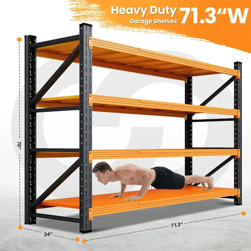 Miniatura 2 de Unidades de estantería para garaje de 71"W, estantes de almacenamiento de 5000LBS resistentes, estante de metal de 24" de profundidad, estantería