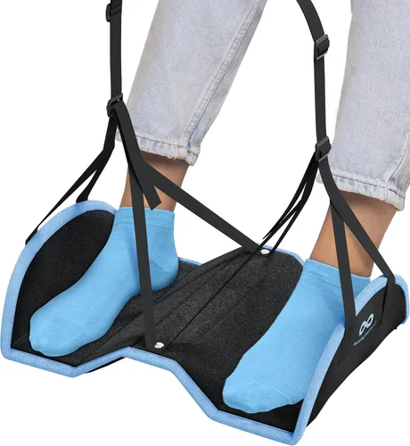 Everlasting Comfort Funda de asiento tipo hamaca para avión - Reposapiés de espuma viscoelástica para viajes en avión - Reposapiés portátil para