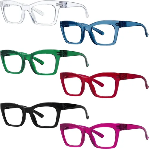 Miniatura 10 de Gafas de lectura sin tornillos, bisagras de resorte sin tornillos, paquete de 6 lectores para mujer (+0.00)