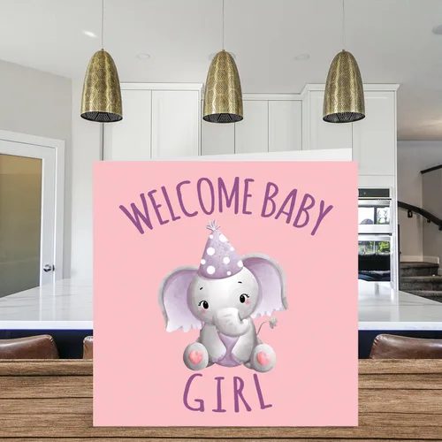 Miniatura 3 de Elephant New Baby Card – Welcome Baby Girl – Tarjetas de felicitación para recién nacido, bien hecho, felicitaciones para recién nacido, tarjetas