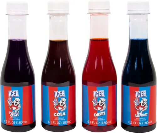 Miniatura 7 de ICEE Slushie Snow Cono Machine Bundle. Auténtica máquina de afeitar de hielo ICEE para encimera casera, paquete de 4 jarabes ICEE y 20 vasos