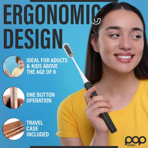 Miniatura 5 de Pop Sonic Cepillo de dientes eléctrico – Cepillo de dientes eléctrico para adultos – Artículos esenciales de baño y artículos esenciales de viaje