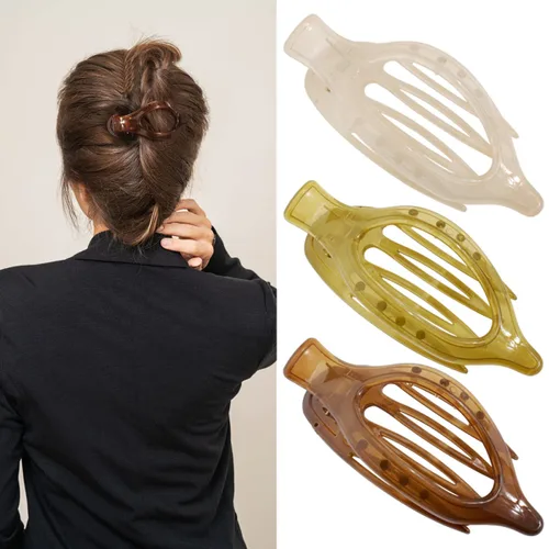 Miniatura 16 de ATODEN Pinzas planas para el cabello, 3 piezas, French Concord - Pinzas de mandíbula neutras grandes para cabello fino/grueso, blanco, marrón, negro