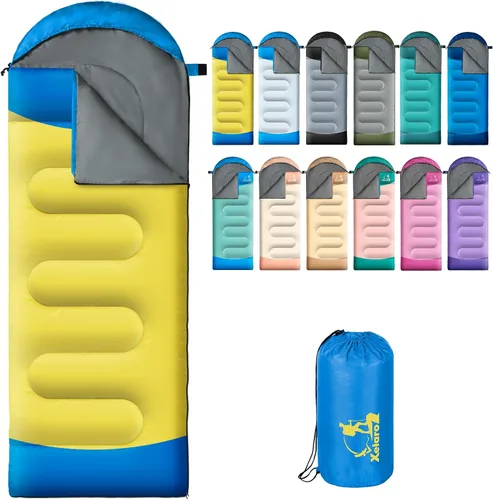 Miniatura 7 de Sacos de dormir para adultos y niños - 3 estaciones para clima frío y cálido, impermeables para acampar - Sacos de dormir ligeros para camping