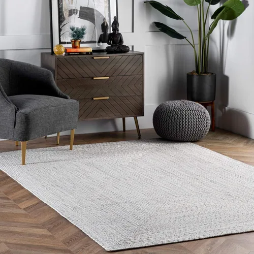 nuLOOM Alfombra de Área Cuadrada Sólida Trenzada a Mano de 8 Pies para Interiores/Exteriores, Apta para Mascotas, Alto Tráfico, Resistente a la