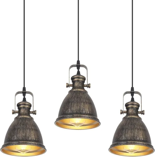 Miniatura 9 de Paquete de 3 luces colgantes negras para isla de cocina, lámpara colgante vintage, 6.5 pulgadas, altura ajustable, iluminación colgante