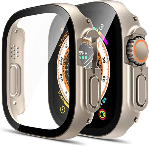 Miniatura 17 de TAURI - Juego de 2 carcasas rígidas para Apple Watch SE Series 6, 5, 4, 1.732 in (44mm), protector de pantalla integrado de cristal templado 9H, Azul