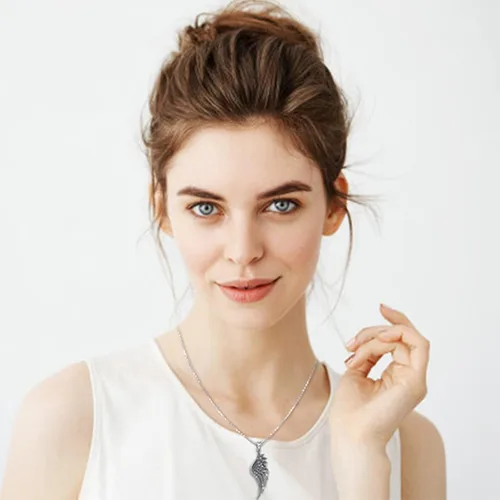 Miniatura 5 de LOOVE Collar de alas de ángel de plata de ley 925 con colgante de ángel de la guarda con dije de ángel, joyería de regalo para mujeres, niñas