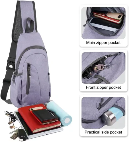 Miniatura 2 de TITECOUGO Bolso bandolera pequeño, mochila cruzada ligera para hombres y mujeres, bolsa de hombro para deportes y exteriores