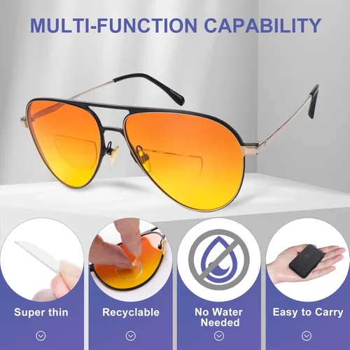 Miniatura 3 de Lentes de lectura bifocales adhesivas, aumento adhesivo para gafas de sol, reutilizables, no necesita agua 1 Paquete