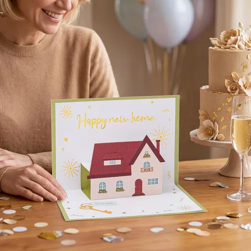 Miniatura 4 de Crisky Tarjeta 3D Happy New Home Card de inauguración de la casa para parejas, amigos, familia, bienvenida a casa, feliz mudanza, felicitaciones