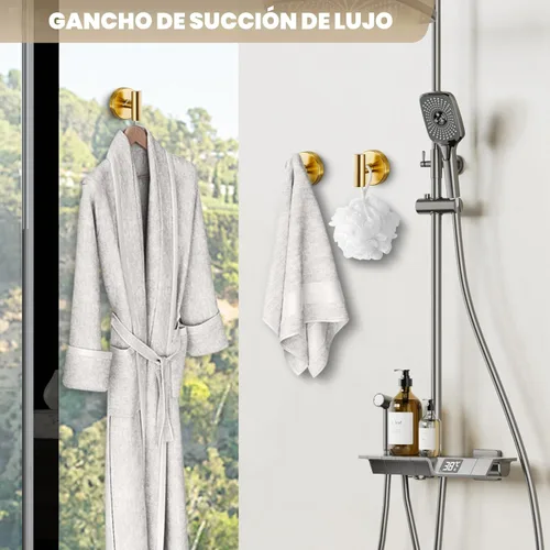Miniatura 6 de Ganchos de ventosa para ducha - Ganchos reutilizables para baño para toallas, batas y lofa - Montaje sin taladro en cocina, paredes, metal, vidrio